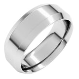 10K White Gold 7 mm Beveled-Edge Comfort-Fit Flat Band Size 9.5