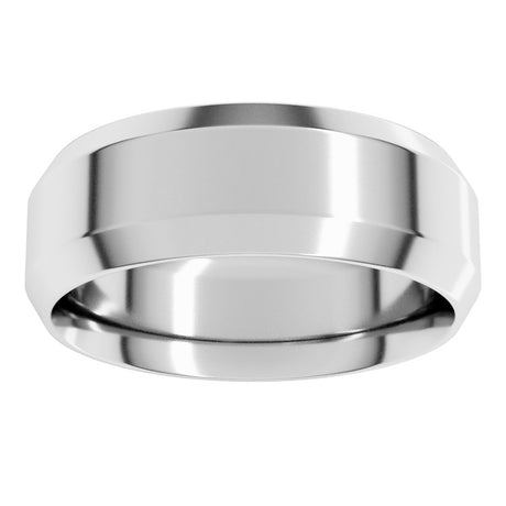 Platinum 7 mm Beveled-Edge Comfort-Fit Flat Band Size 9.5