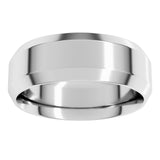 14K X1 White Gold 7 mm Beveled-Edge Comfort-Fit Flat Band Size 7.5