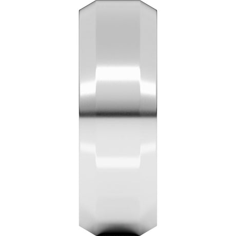 14K White 7 mm Beveled-Edge Comfort-Fit Flat Band
