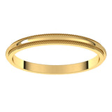 14K Yellow 2 mm Milgrain Stepped-Edge Half Round Band Size 10