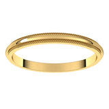 14K Yellow Gold 2 mm Milgrain Stepped-Edge Half Round Band Size 8