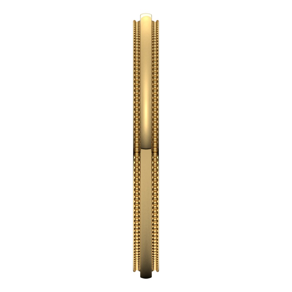 14K Yellow Gold 2 mm Milgrain Stepped-Edge Half Round Band Size 8