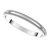 14K White 2 mm Milgrain Stepped-Edge Half Round Band Size 5