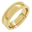 14K Yellow 6 mm Extra Large Milgrain Comfort-Fit Half Round Band Size 9
