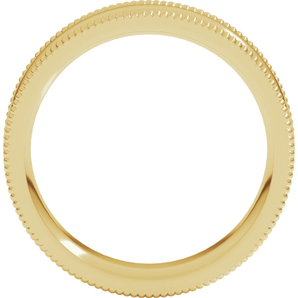 14K Yellow 6 mm Extra Large Milgrain Comfort-Fit Half Round Band Size 9