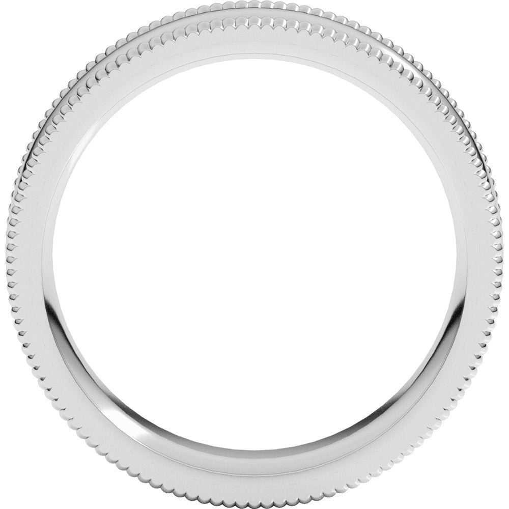Platinum 6 mm Extra Large Milgrain Comfort-Fit Half Round Band Size 7.5