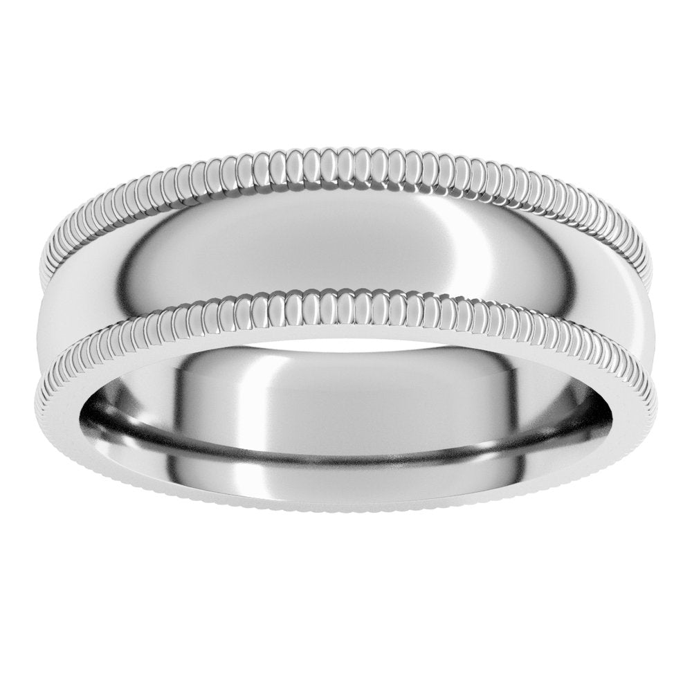 Platinum 6 mm Extra Large Milgrain Comfort-Fit Half Round Band Size 7.5
