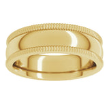 14K Yellow 6 mm Extra Large Milgrain Comfort-Fit Half Round Band