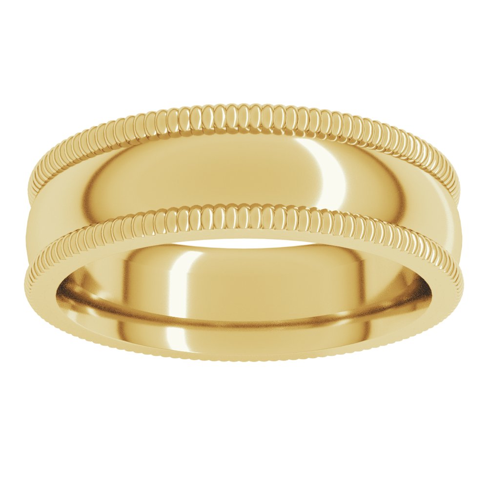 14K Yellow 6 mm Extra Large Milgrain Comfort-Fit Half Round Band Size 9