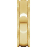 10K Yellow 6 mm Extra Large Milgrain Comfort-Fit Half Round Band Size 9