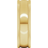14K Yellow 6 mm Extra Large Milgrain Comfort-Fit Half Round Band