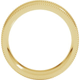 10K Yellow 7 mm Extra Large Milgrain Comfort-Fit Half Round Band Size 10