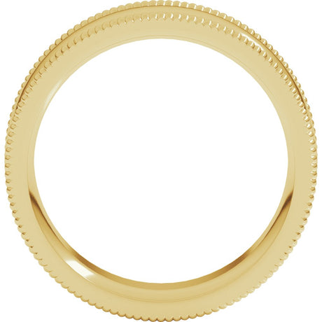 10K Yellow 7 mm Extra Large Milgrain Comfort-Fit Half Round Band Size 10