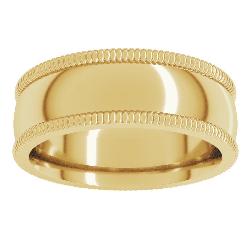 10K Yellow 7 mm Extra Large Milgrain Comfort-Fit Half Round Band Size 10