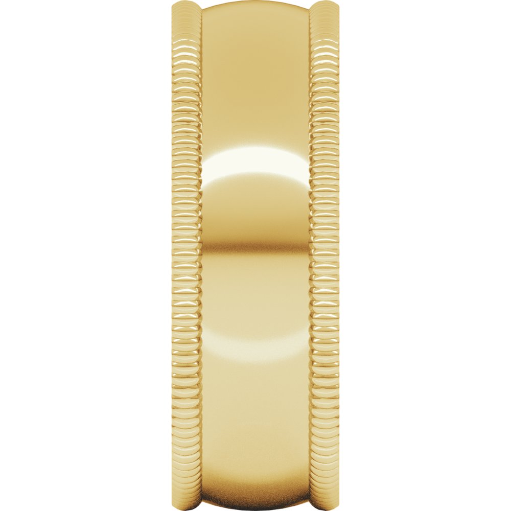 10K Yellow 7 mm Extra Large Milgrain Comfort-Fit Half Round Band Size 10