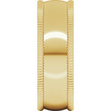 10K Yellow 7 mm Extra Large Milgrain Comfort-Fit Half Round Band Size 10