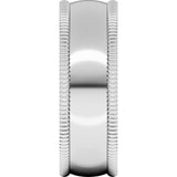14K White 7 mm Extra Large Milgrain Comfort-Fit Half Round Band Size 8.5