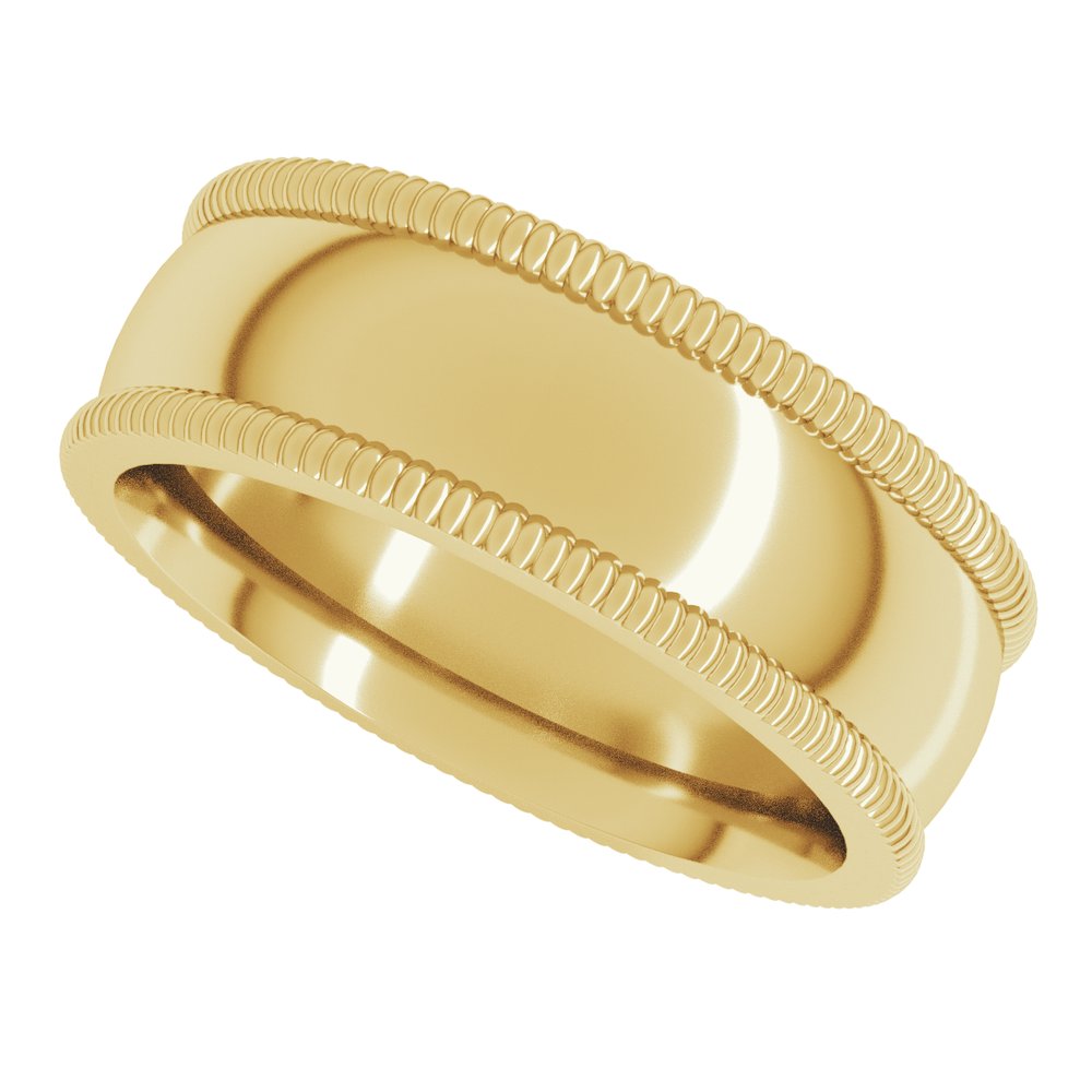10K Yellow 7 mm Extra Large Milgrain Comfort-Fit Half Round Band Size 10