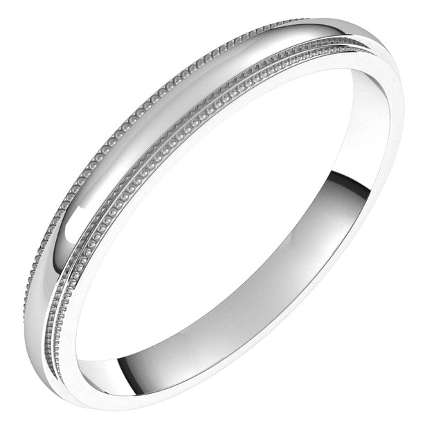 10K White 2.5 mm Milgrain Stepped-Edge Half Round Band Size 11.5