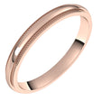 10K Rose Gold 2.5 mm Milgrain Stepped-Edge Half Round Band Size 10