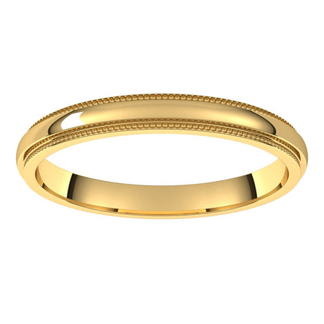 14K Yellow Gold 2.5 mm Milgrain Stepped-Edge Half Round Band Size 8