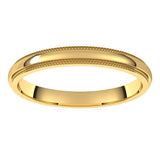 14K Yellow Gold 2.5 mm Milgrain Stepped-Edge Half Round Band Size 8
