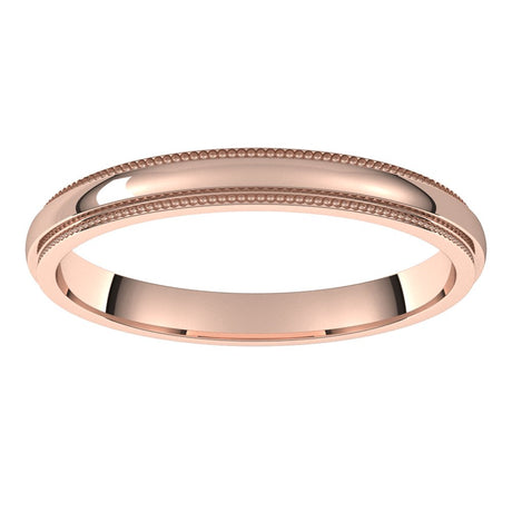 10K Rose Gold 2.5 mm Milgrain Stepped-Edge Half Round Band Size 10