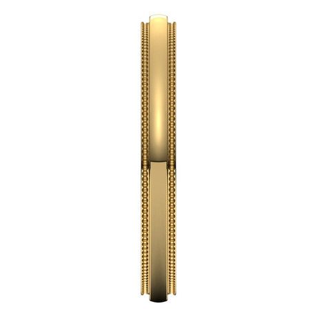 14K Yellow Gold 2.5 mm Milgrain Stepped-Edge Half Round Band Size 8