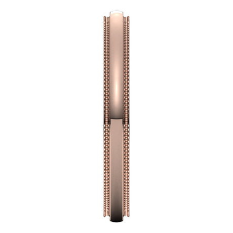 10K Rose Gold 2.5 mm Milgrain Stepped-Edge Half Round Band Size 10