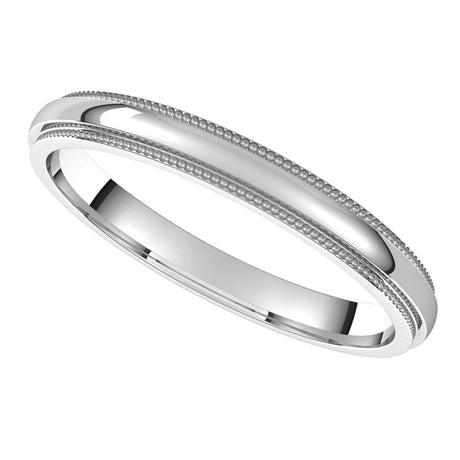 10K White 2.5 mm Milgrain Stepped-Edge Half Round Band Size 11.5