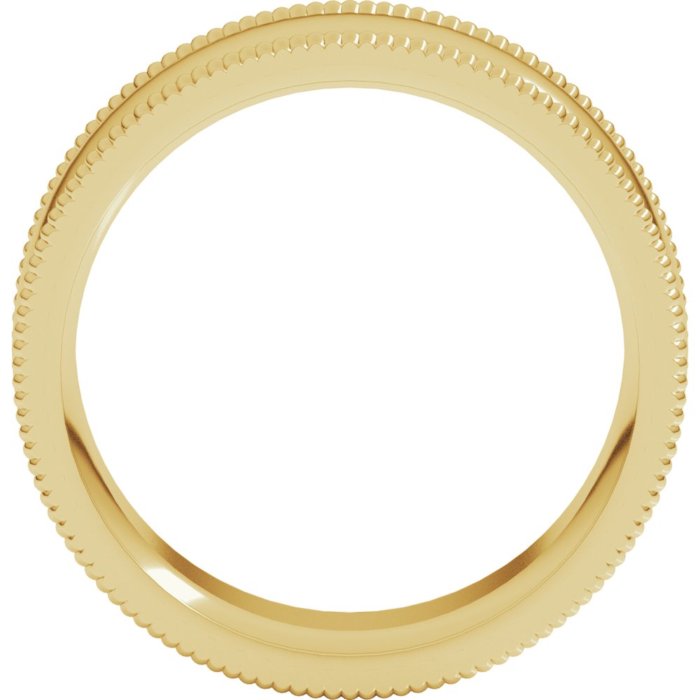 14K Yellow 8 mm Extra Large Milgrain Comfort-Fit Half Round Band Size 10.5