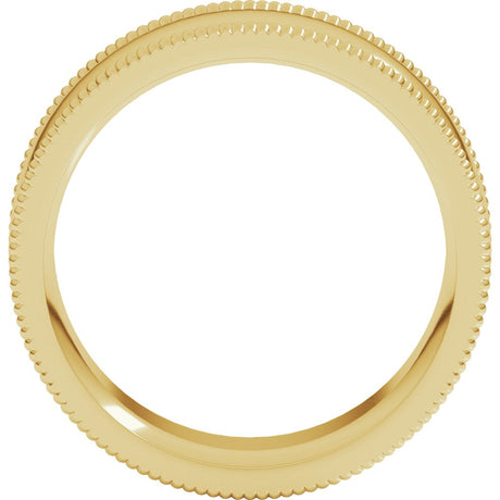 14K Yellow 8 mm Extra Large Milgrain Comfort-Fit Half Round Band Size 10.5