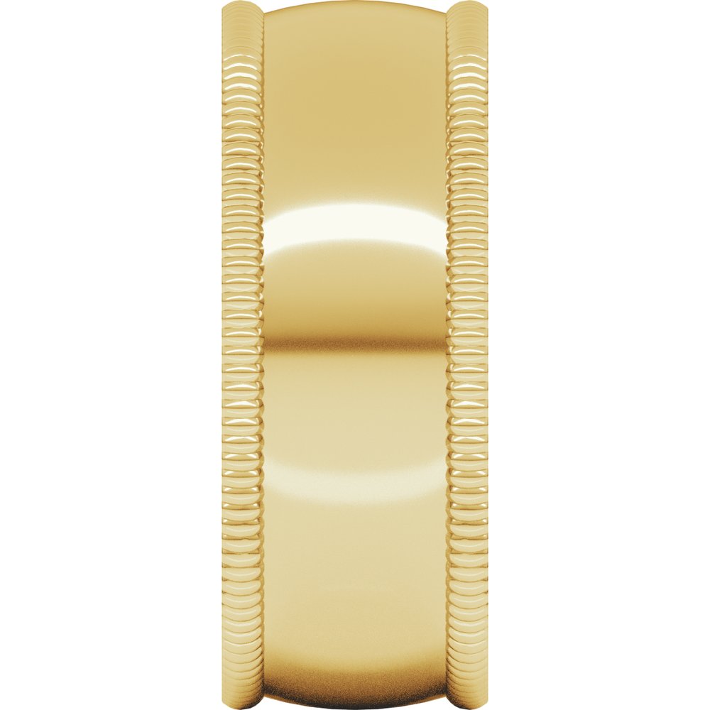 14K Yellow 8 mm Extra Large Milgrain Comfort-Fit Half Round Band Size 10.5