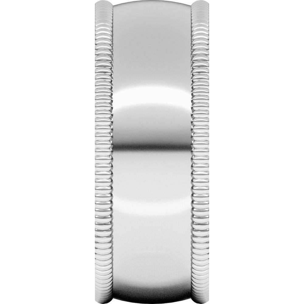 14K White 8 mm Extra Large Milgrain Comfort-Fit Half Round Band Size 9.5