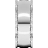 14K White 8 mm Extra Large Milgrain Comfort-Fit Half Round Band Size 9.5