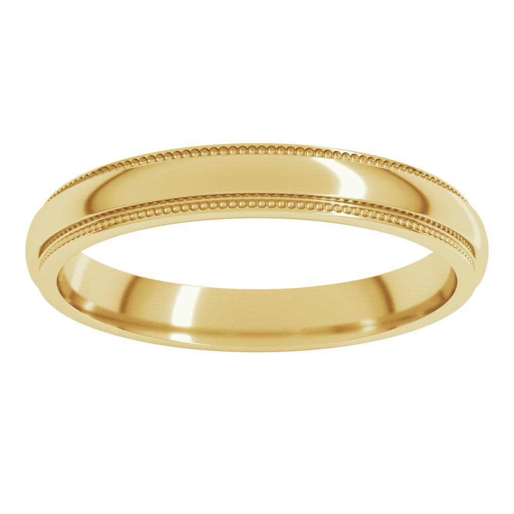 14K Yellow Gold 3 mm Milgrain Stepped-Edge Half Round Band Size 4.5