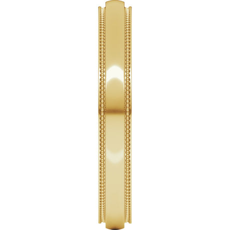14K Yellow Gold 3 mm Milgrain Stepped-Edge Half Round Band Size 5.5