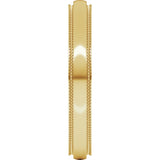 14K Yellow Gold 3 mm Milgrain Stepped-Edge Half Round Band Size 4.5