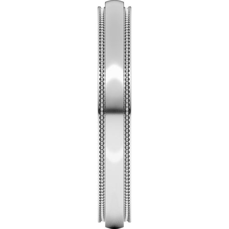 10K White Gold 3 mm Milgrain Stepped-Edge Half Round Band Size 8.5