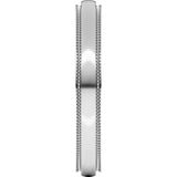 10K White Gold 3 mm Milgrain Stepped-Edge Half Round Band Size 8.5