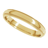 14K Yellow 3 mm Milgrain Stepped-Edge Half Round Band Size 5.5