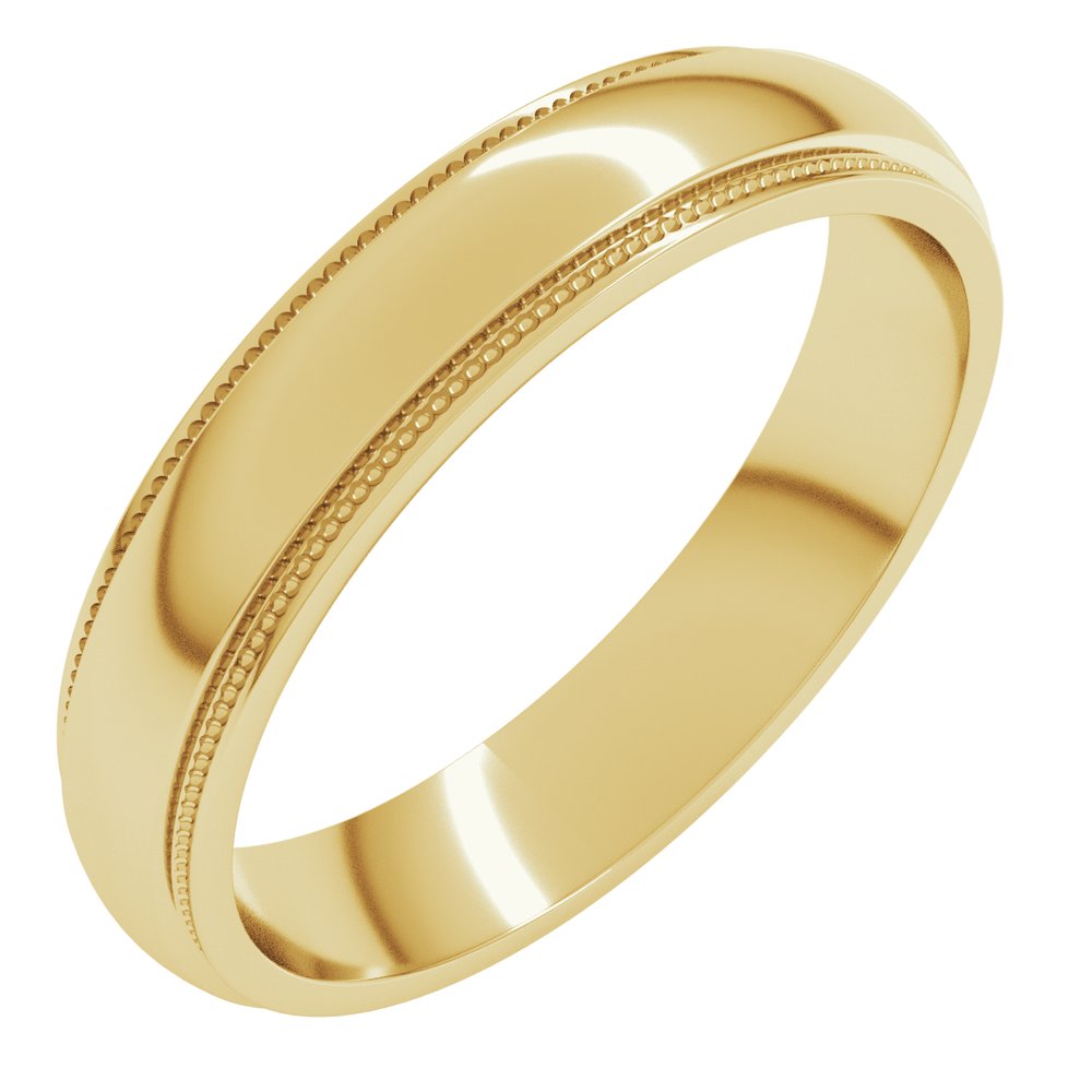 18K Yellow 4 mm Milgrain Stepped-Edge Half Round Band Size 9