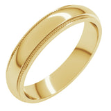 18K Yellow 4 mm Milgrain Stepped-Edge Half Round Band Size 9