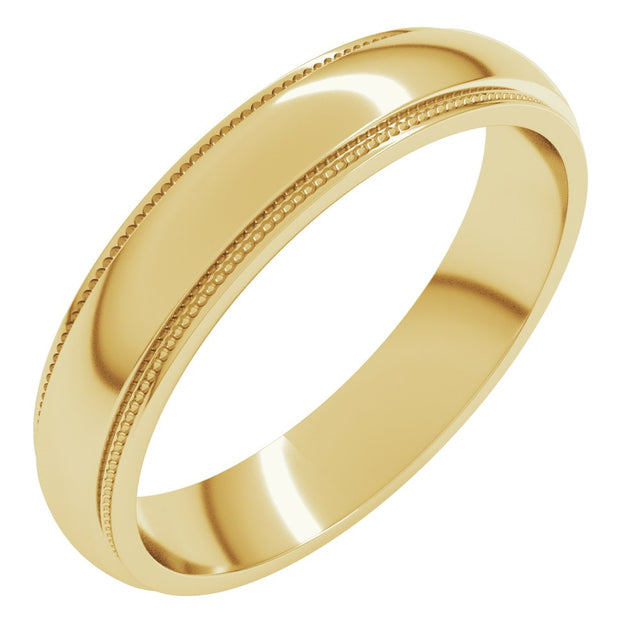 14K Yellow Gold 4 mm Milgrain Stepped-Edge Half Round Band Size 8.5