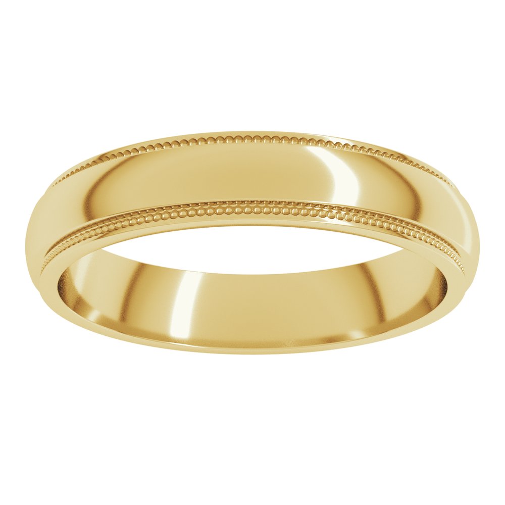 14K Yellow 4 mm Milgrain Stepped-Edge Half Round Band Size 8.5