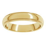 14K Yellow Gold 4 mm Milgrain Stepped-Edge Half Round Band Size 8.5
