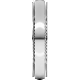 10K White Gold 4 mm Milgrain Stepped-Edge Half Round Band Size 8