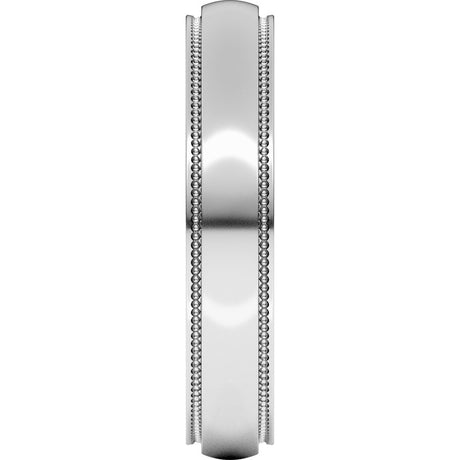 10K White Gold 4 mm Milgrain Stepped-Edge Half Round Band Size 8
