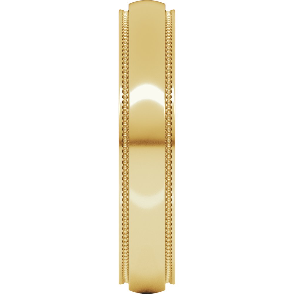 14K Yellow 4 mm Milgrain Stepped-Edge Half Round Band